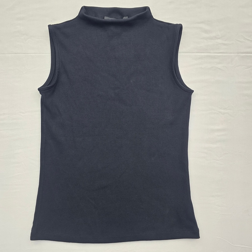 Tahari Womens Black Ribbed Sleeveless Mock Neck Top Size XS NEW